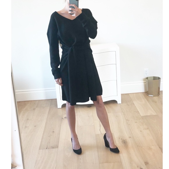 VIENNA Black Long Sleeve Tie Waist Dress - Picture 3 of 10
